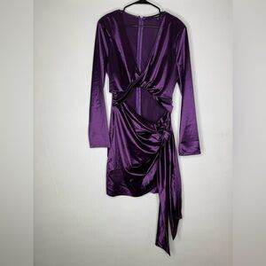 NWT- Fashion Nova Violet Satin Dress